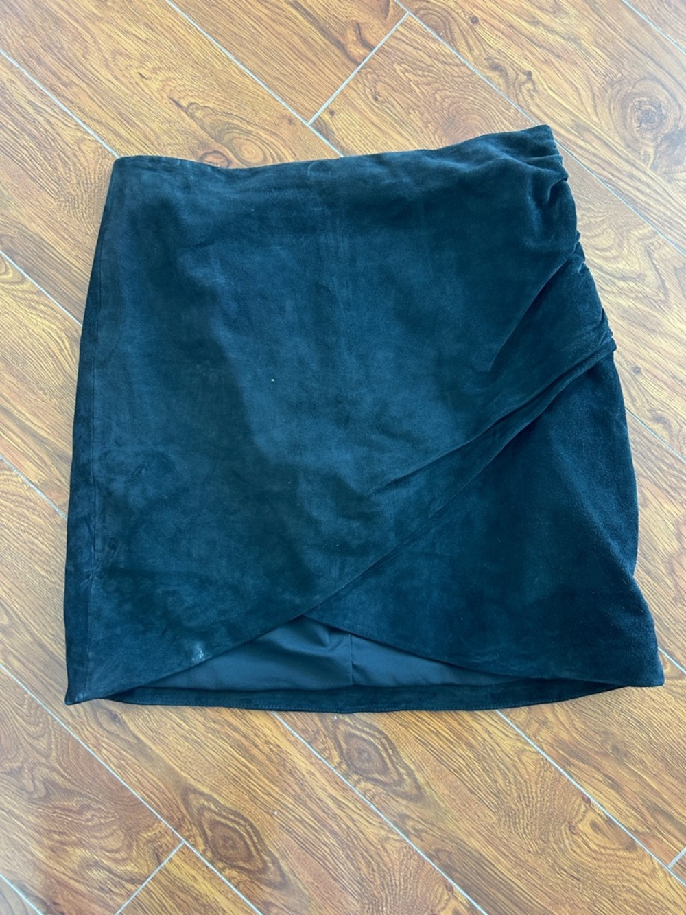 Alice & Olivia Black Suede Wrap Mini Skirt